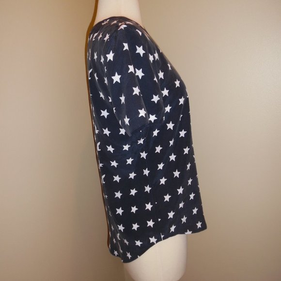 Equipment Blue Stars Birds Eagle Riley Silk T-shirt Tee Blouse XS - Picture 7 of 10